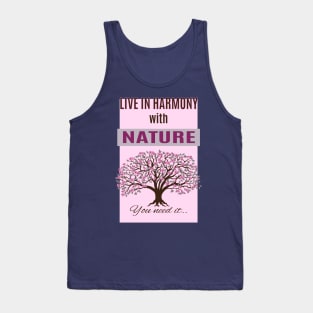 live in harmony with pink blooming apple tree Tank Top